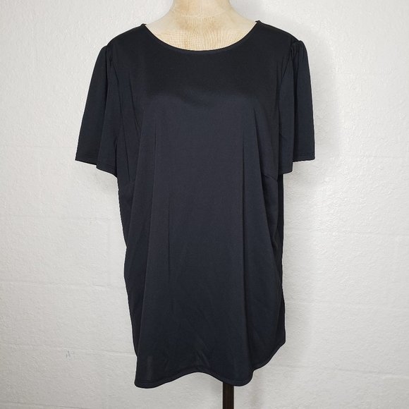 NWT Worthington Black Flounce Sleeve Top Size 0X - Picture 1 of 16